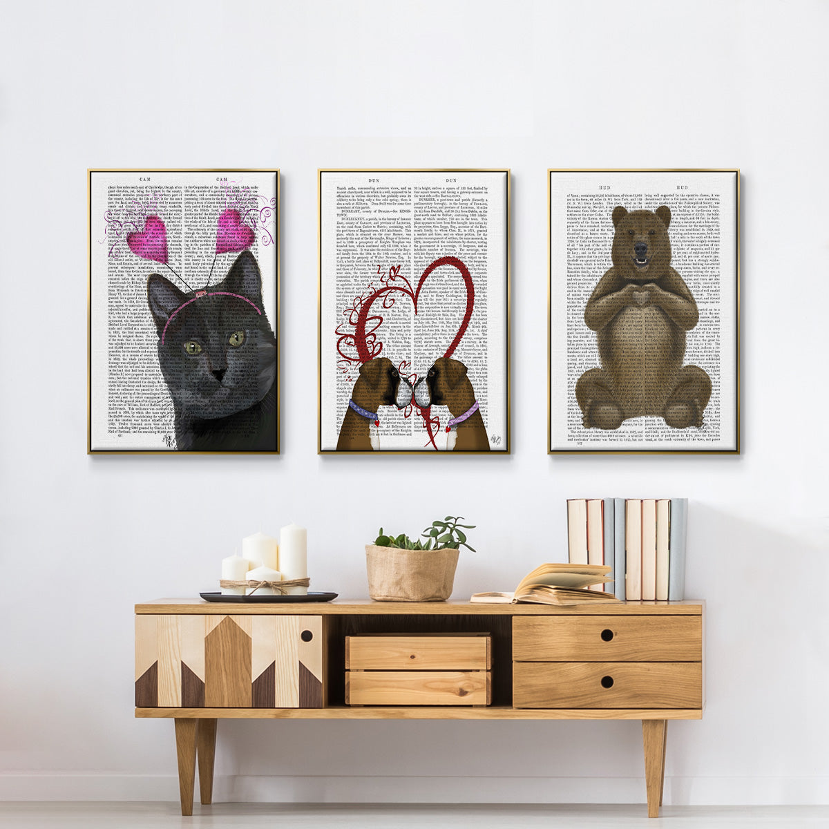 Bear and Hand Heart - Floater Framed Canvas Set