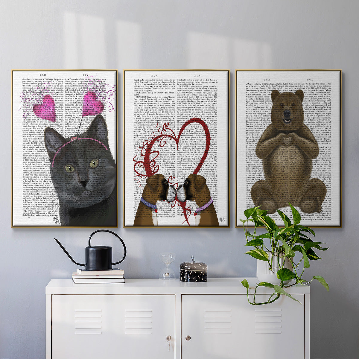 Bear and Hand Heart - Floater Framed Canvas Set