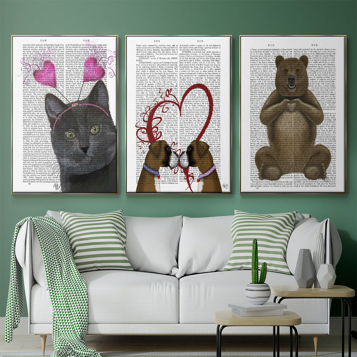 Bear and Hand Heart - Floater Framed Canvas Set