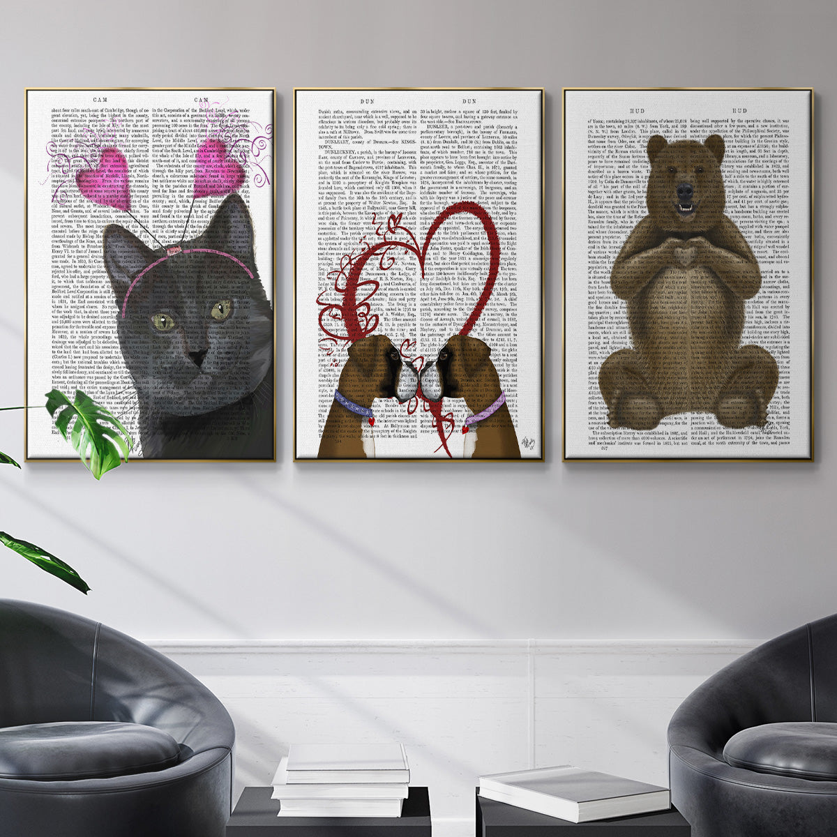 Bear and Hand Heart - Floater Framed Canvas Set
