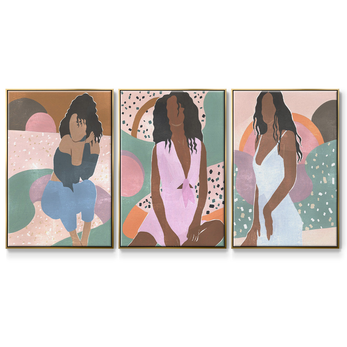 Curly Lady I - Floater Framed Canvas Set