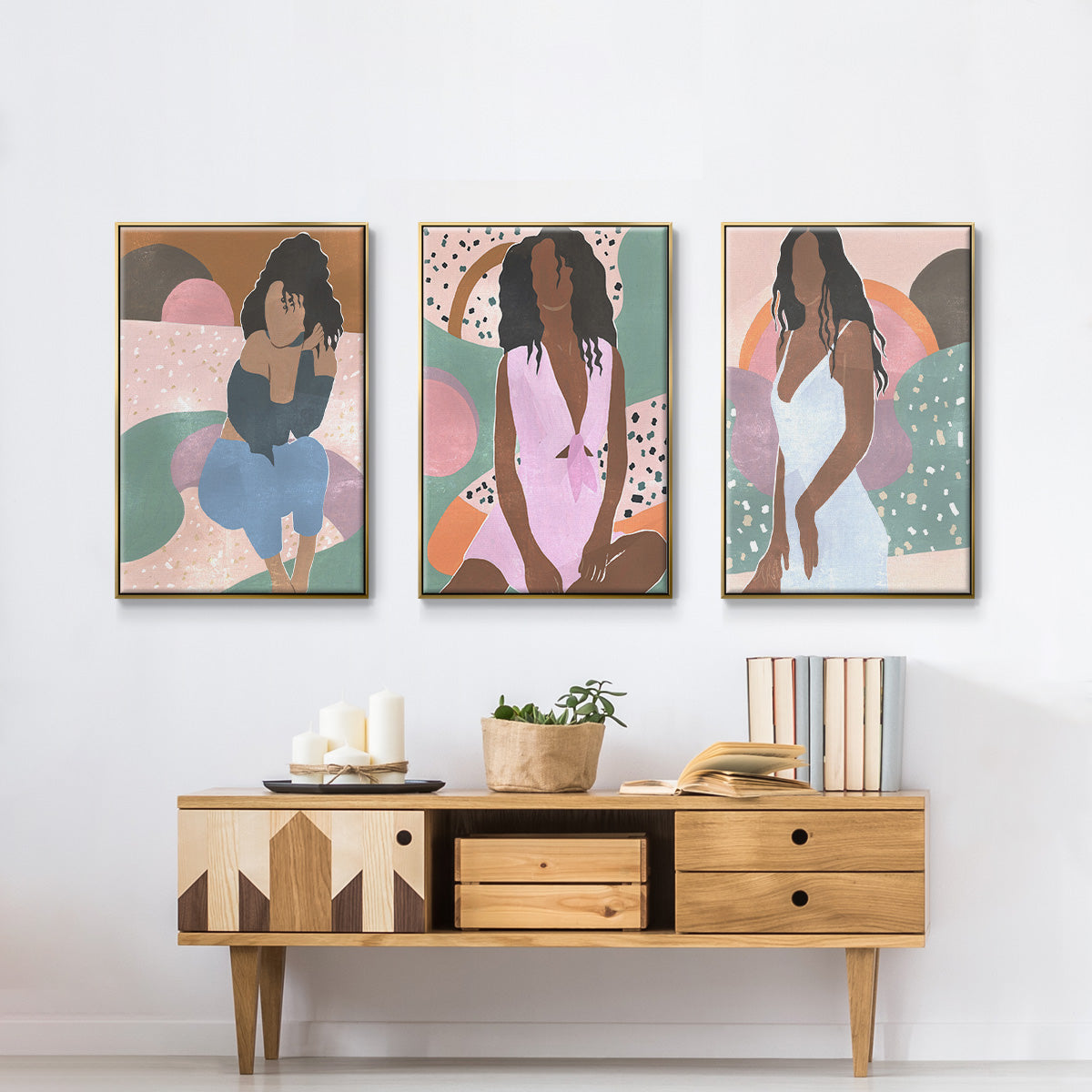 Curly Lady I - Floater Framed Canvas Set