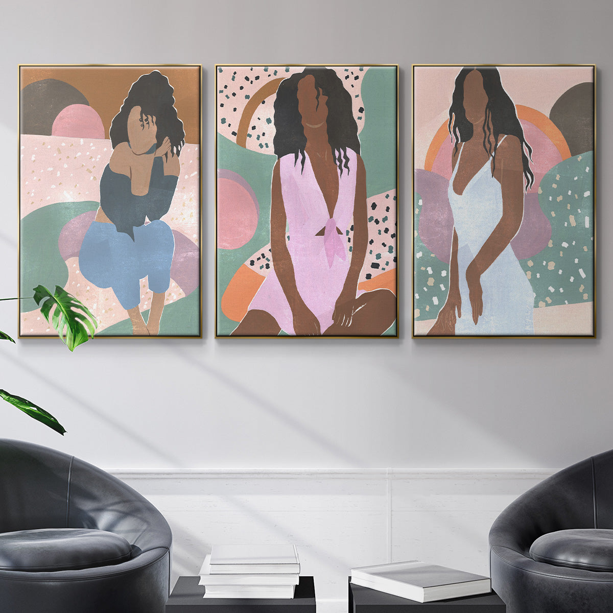 Curly Lady I - Floater Framed Canvas Set