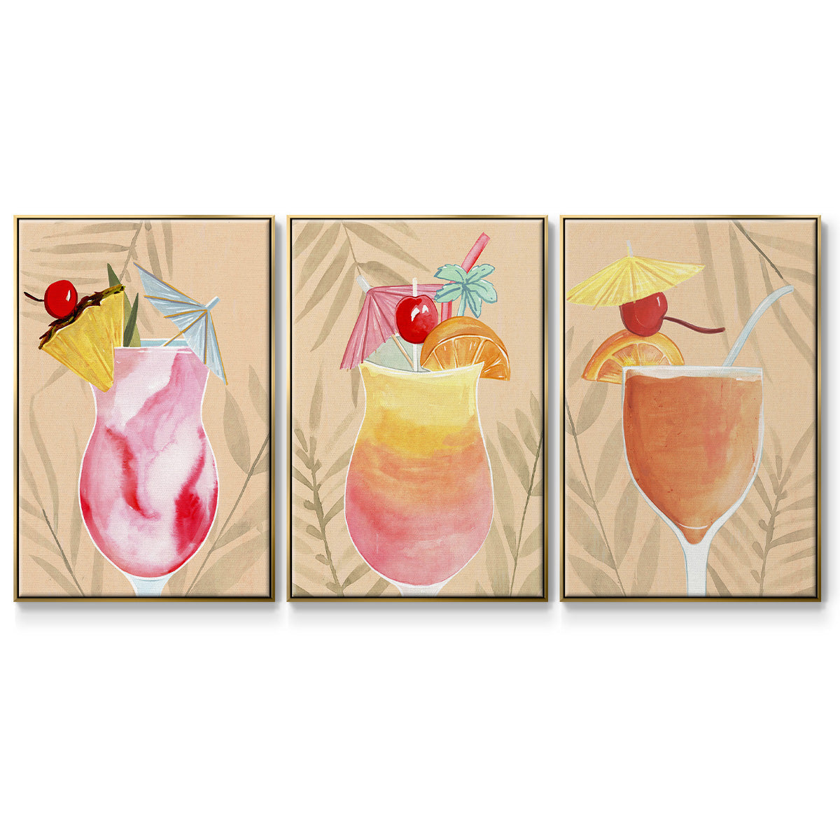 Tropical Cocktail I - Floater Framed Canvas Set