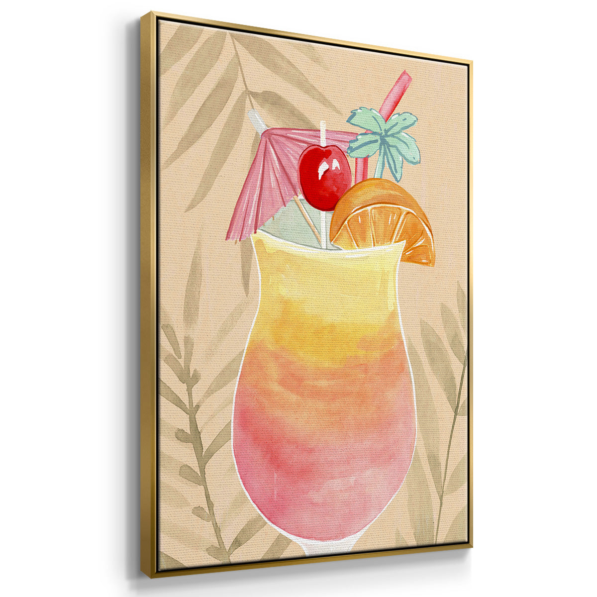 Tropical Cocktail I - Floater Framed Canvas Set