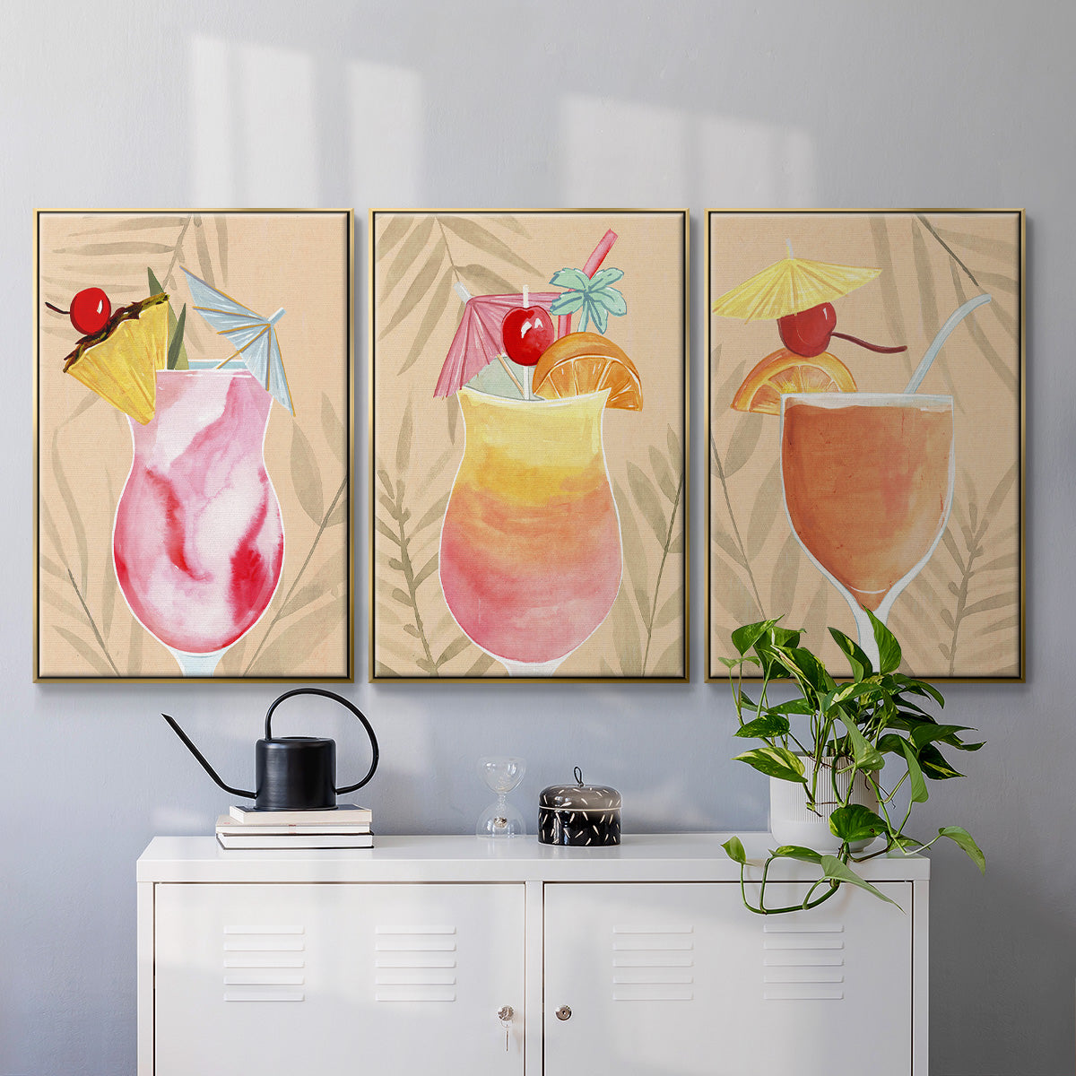 Tropical Cocktail I - Floater Framed Canvas Set