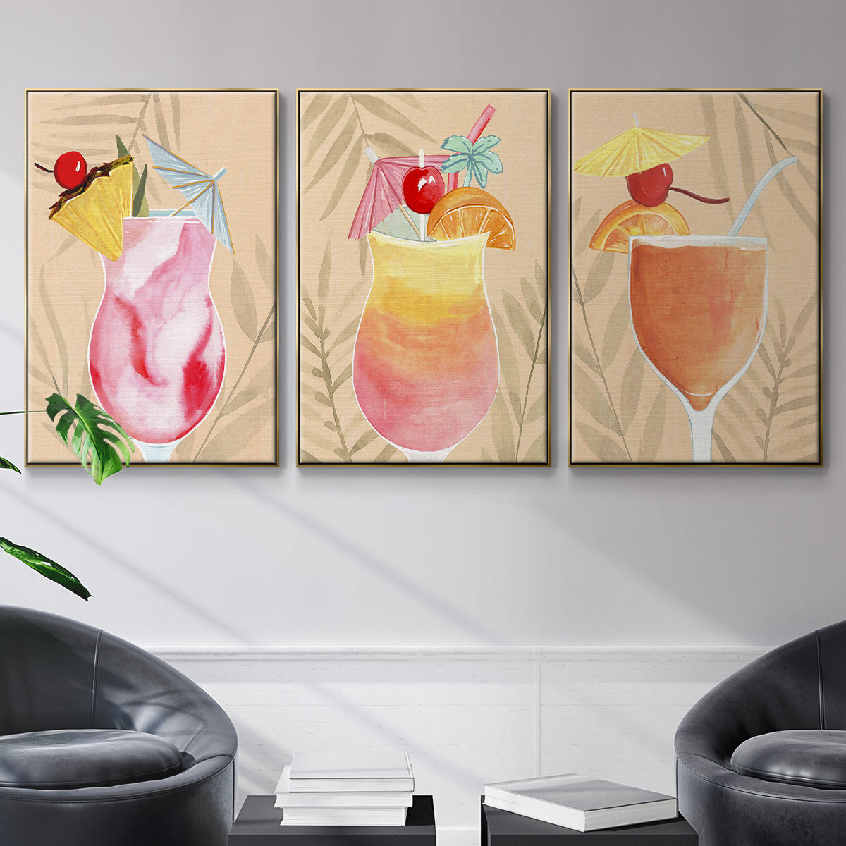 Tropical Cocktail I - Floater Framed Canvas Set