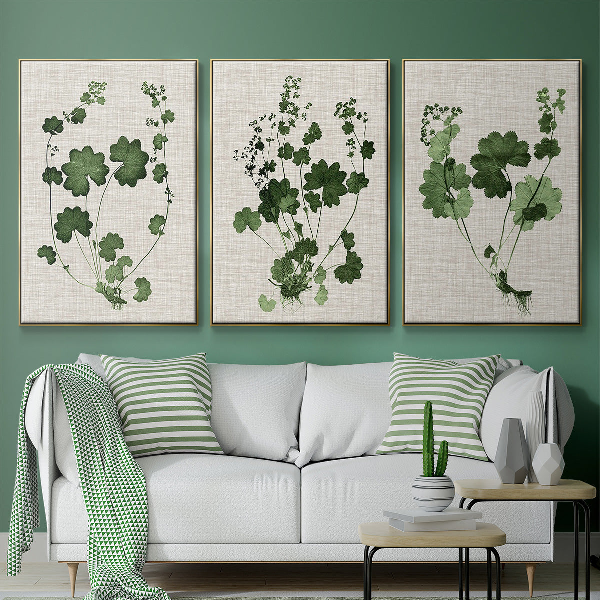 Forest Foliage on Linen I - Floater Framed Canvas Set