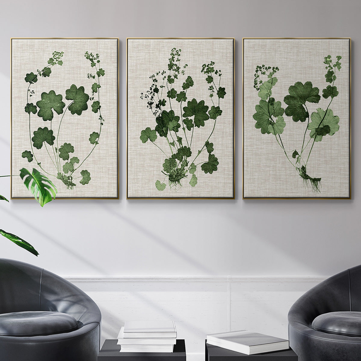 Forest Foliage on Linen I - Floater Framed Canvas Set