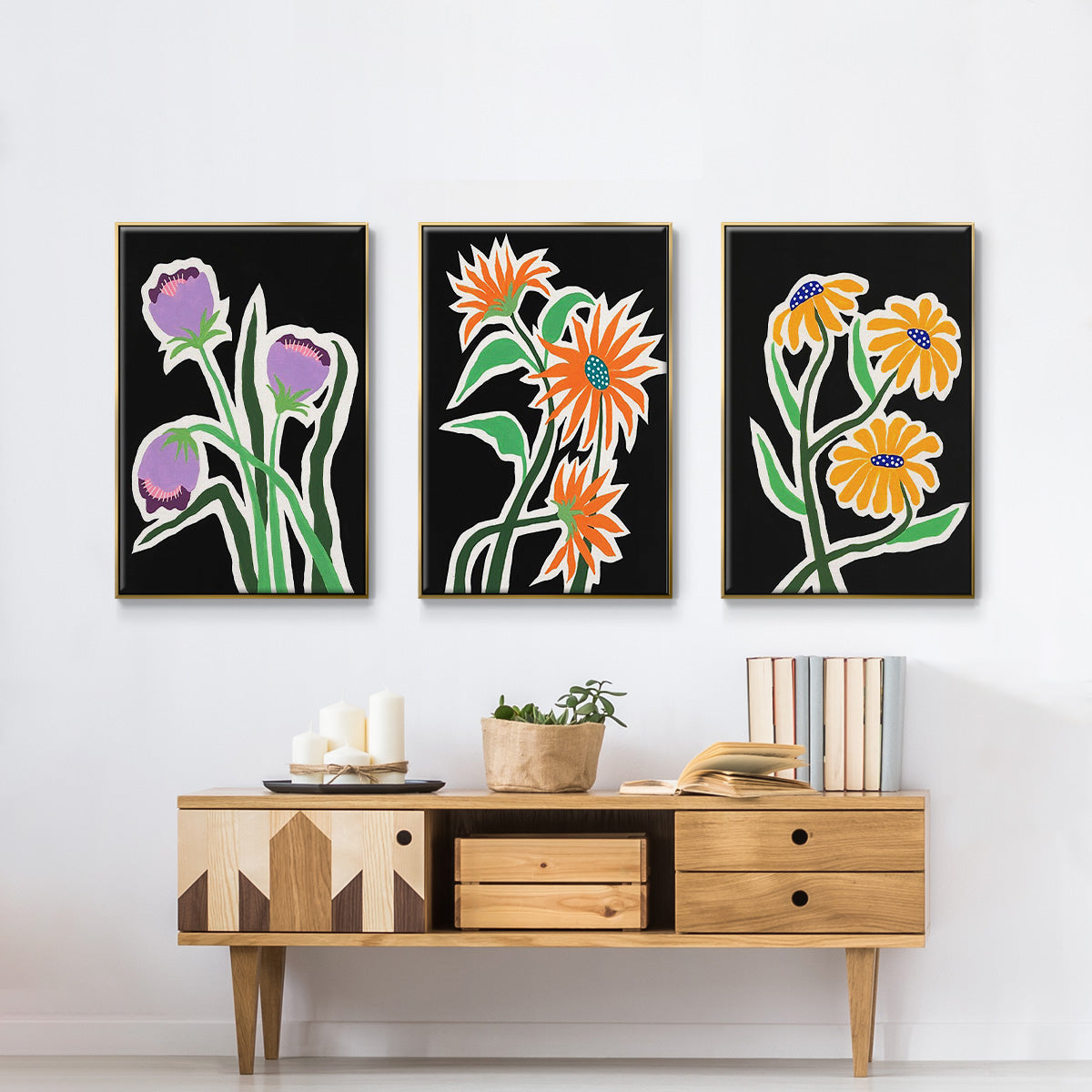 Pop Flowers I - Floater Framed Canvas Set