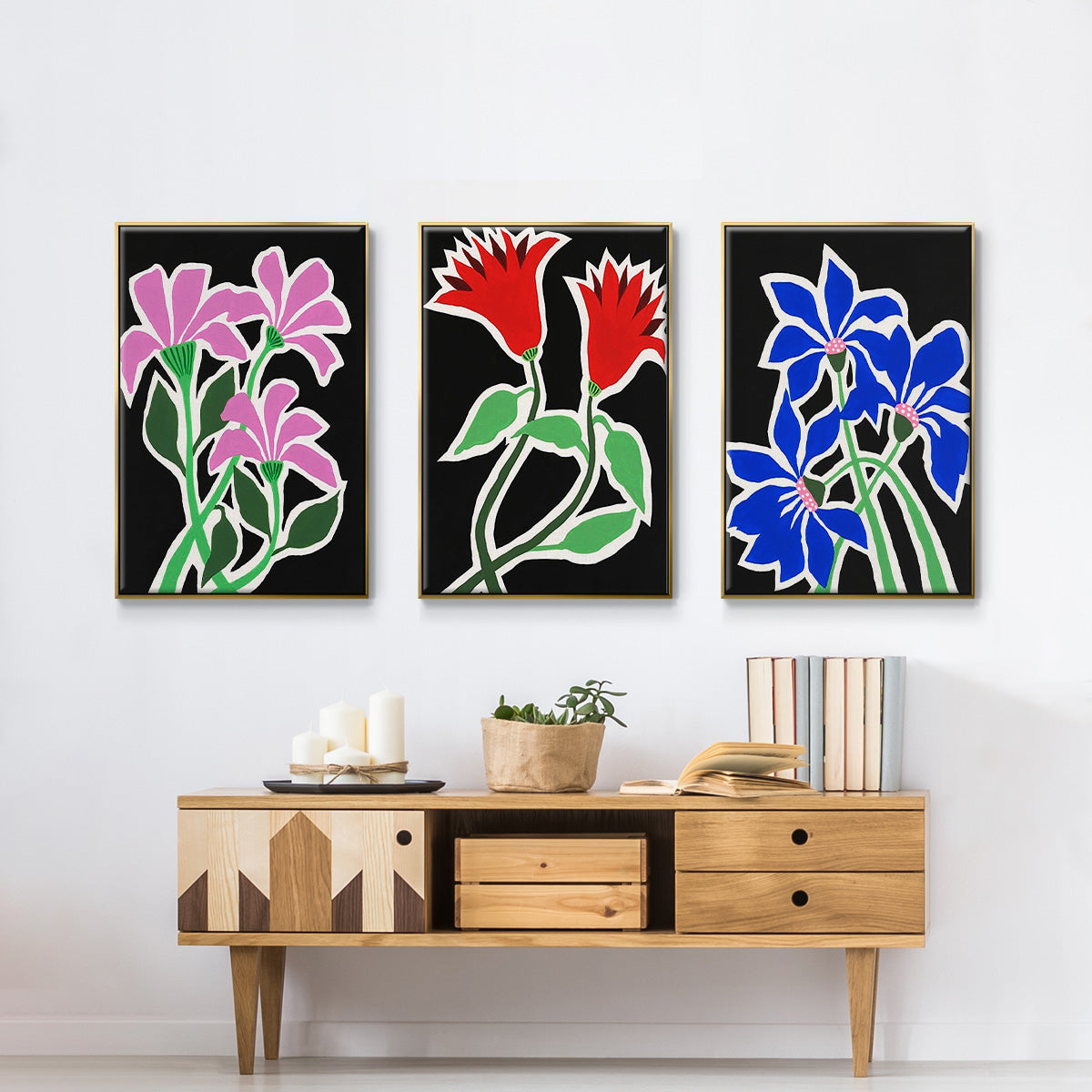 Pop Flowers IV - Floater Framed Canvas Set