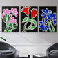 Pop Flowers IV - Floater Framed Canvas Set