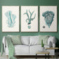 Antique Coastal Coral X - Floater Framed Canvas Set