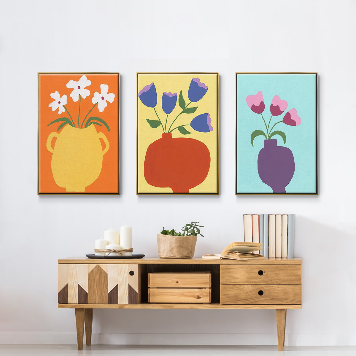 Modern Blooms I - Floater Framed Canvas Set