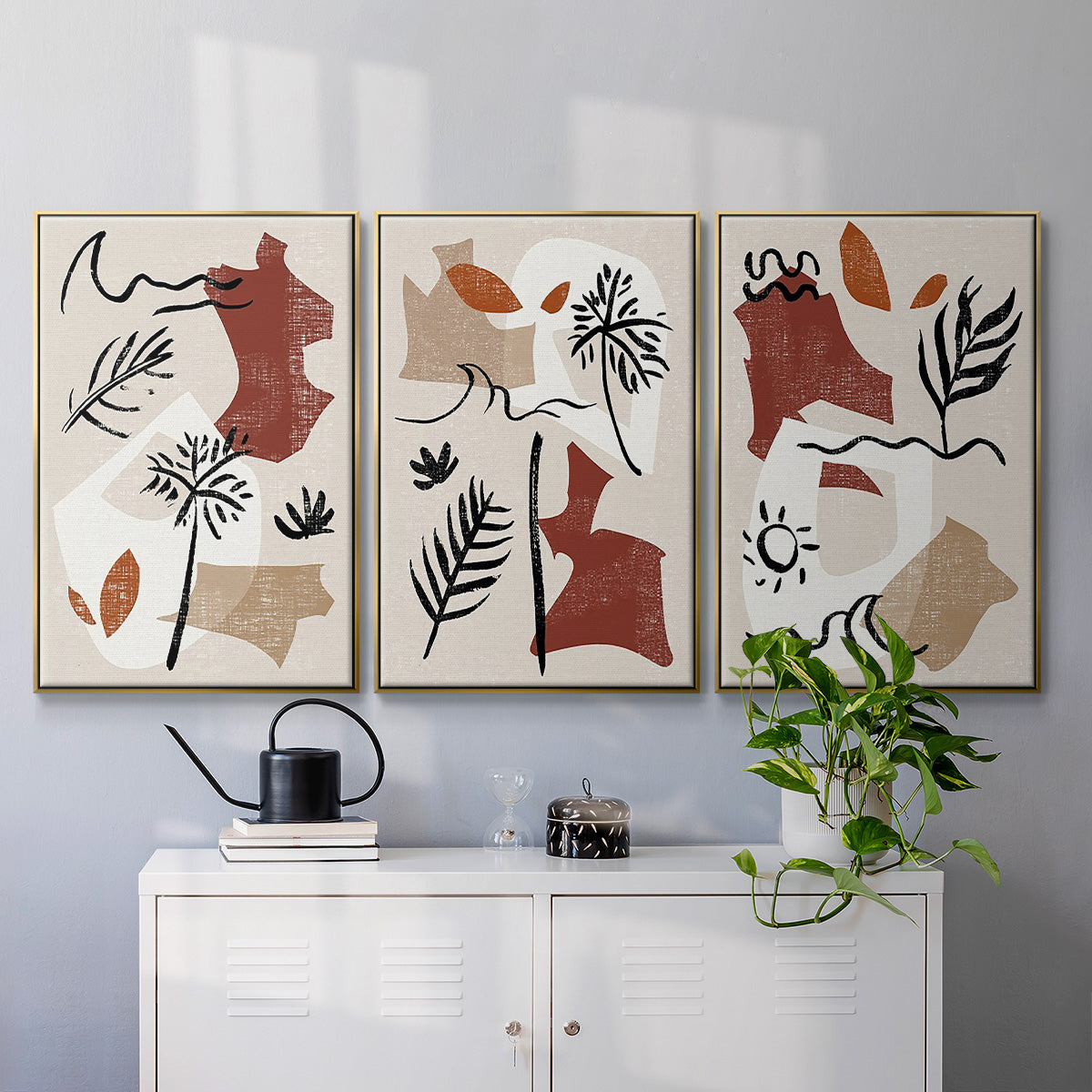 Soft Palms IV - Floater Framed Canvas Set