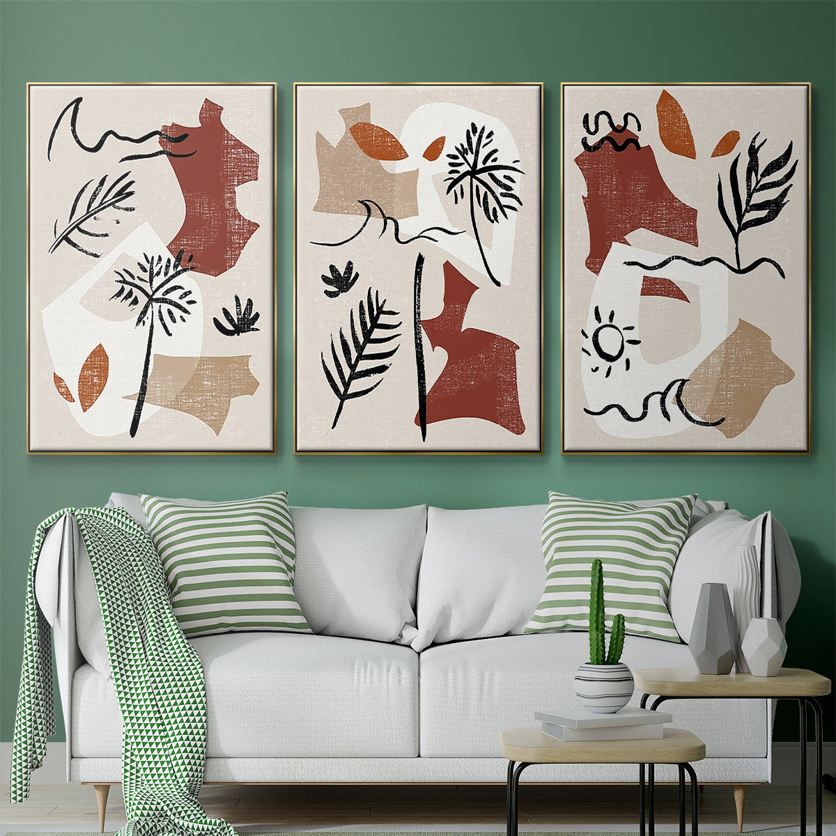 Soft Palms IV - Floater Framed Canvas Set