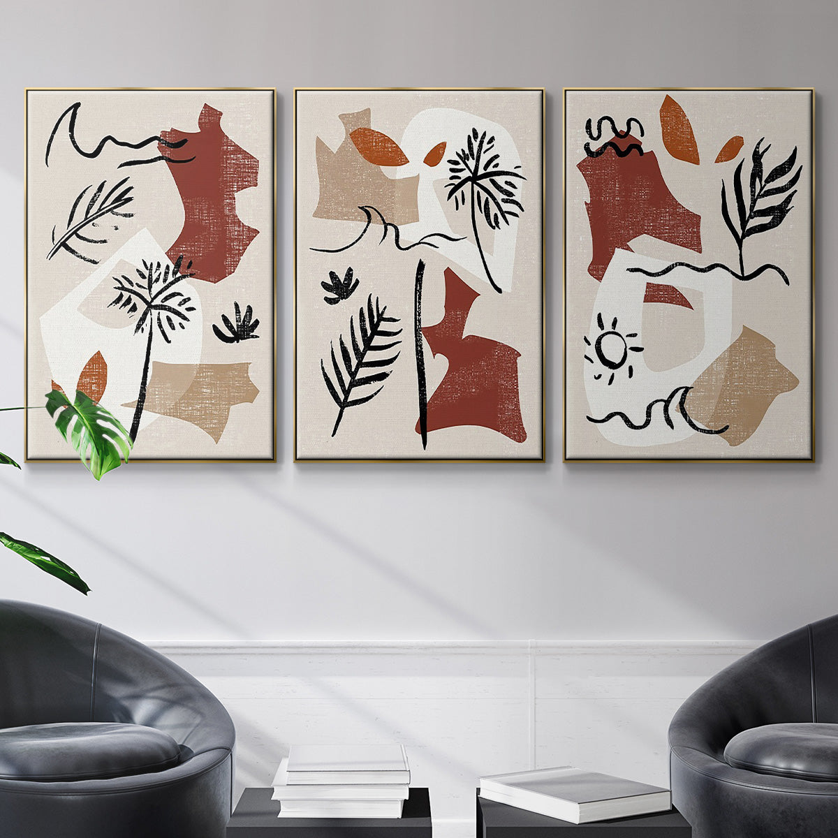 Soft Palms IV - Floater Framed Canvas Set