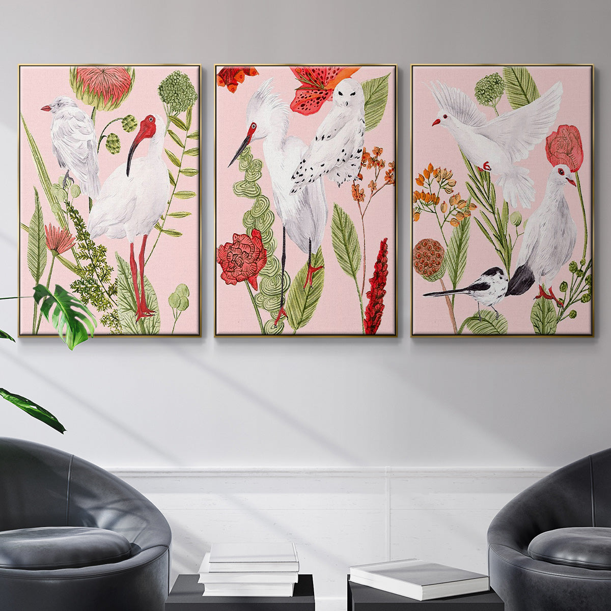 Birds in Motion I - Floater Framed Canvas Set