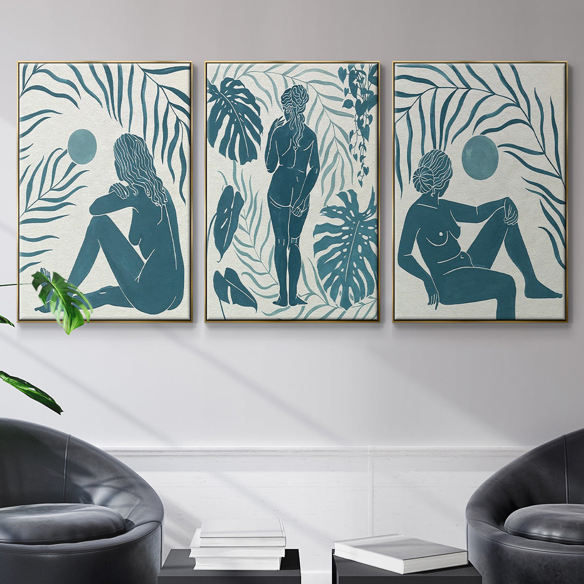 Moon Gazer I - Floater Framed Canvas Set