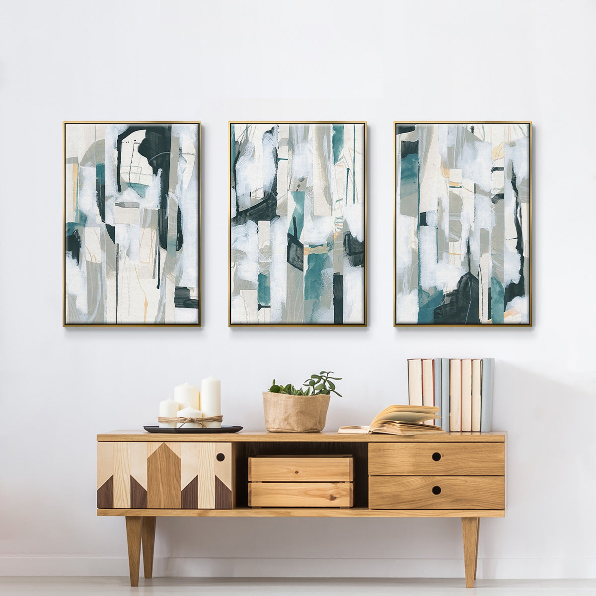 Sea Cavern Strata I - Floater Framed Canvas Set