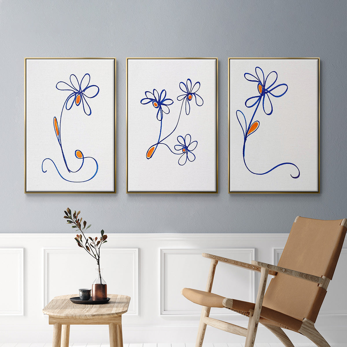 Wobbly Blooms I - Floater Framed Canvas Set