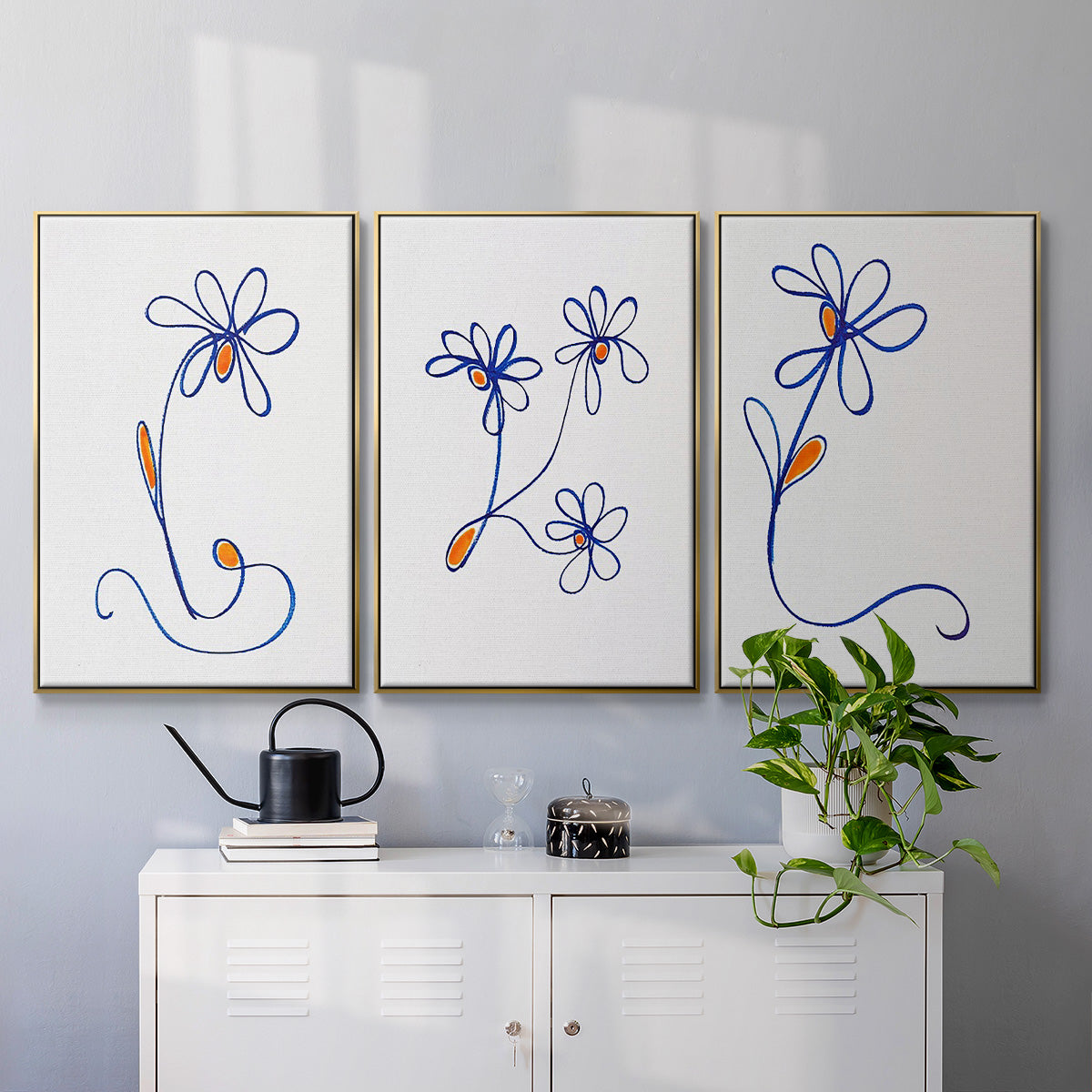 Wobbly Blooms I - Floater Framed Canvas Set