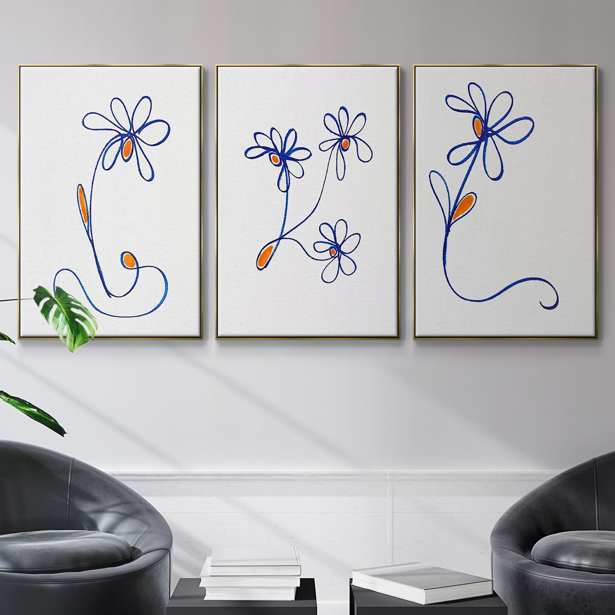 Wobbly Blooms I - Floater Framed Canvas Set