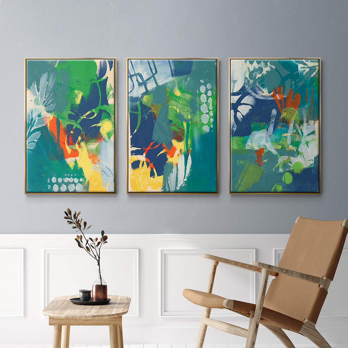 Tropical Graphics I - Floater Framed Canvas Set