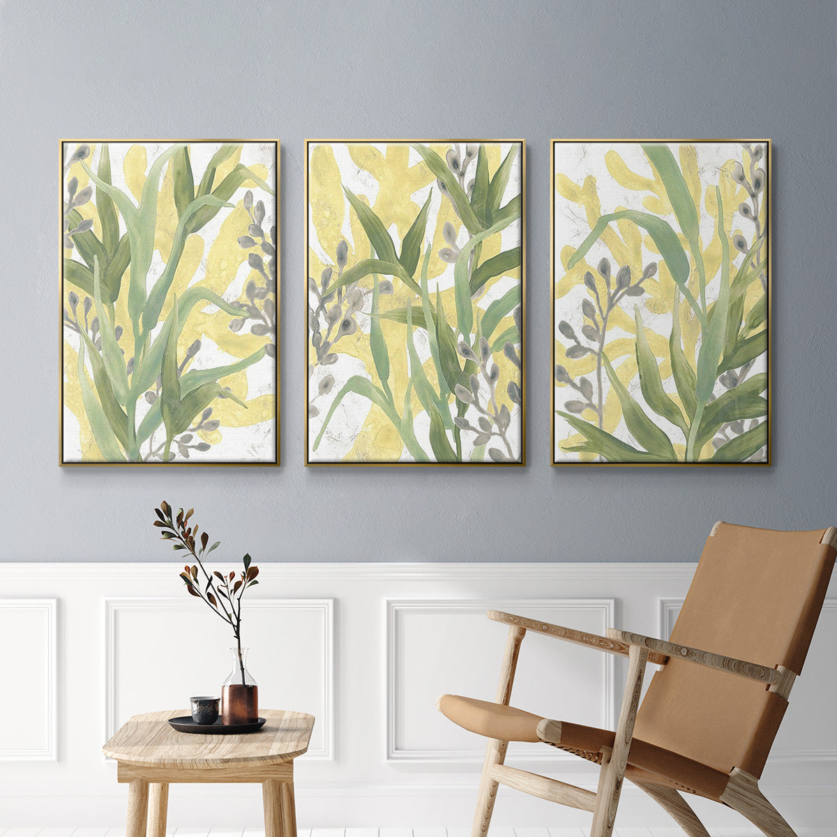 Sea Grass Fresco I - Floater Framed Canvas Set