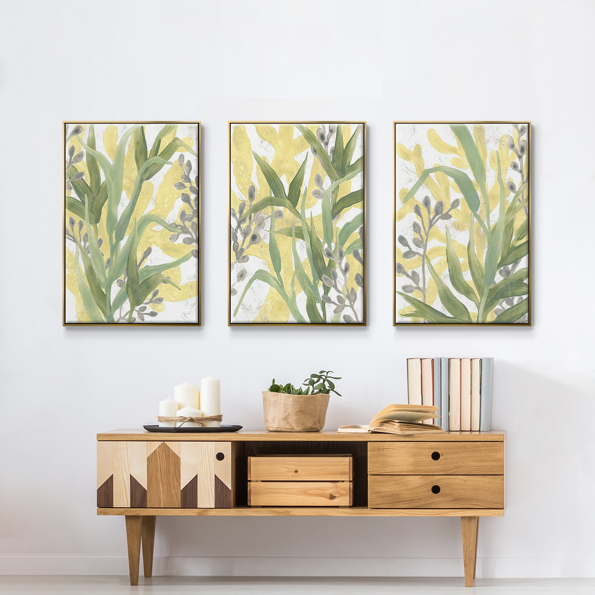 Sea Grass Fresco I - Floater Framed Canvas Set