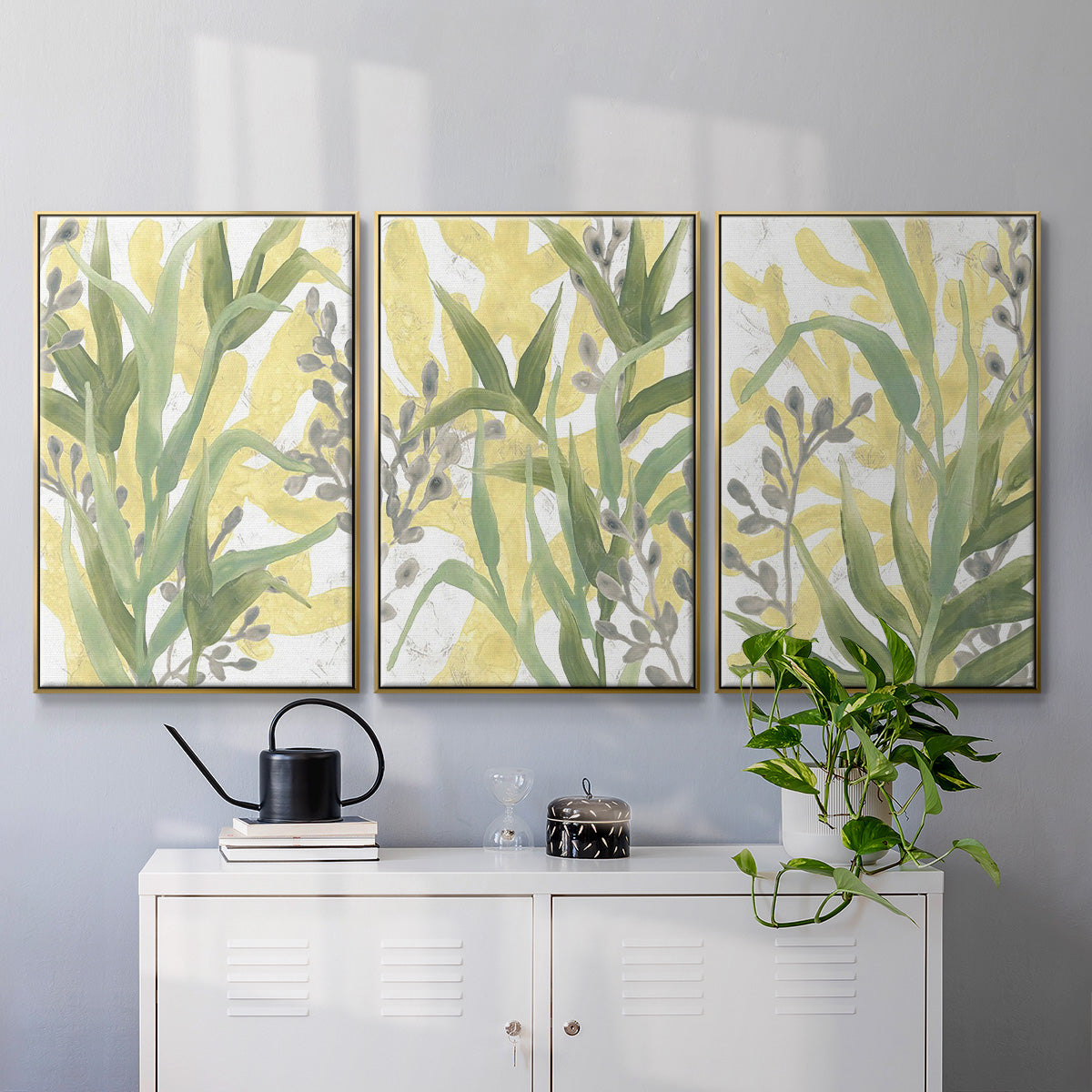 Sea Grass Fresco I - Floater Framed Canvas Set
