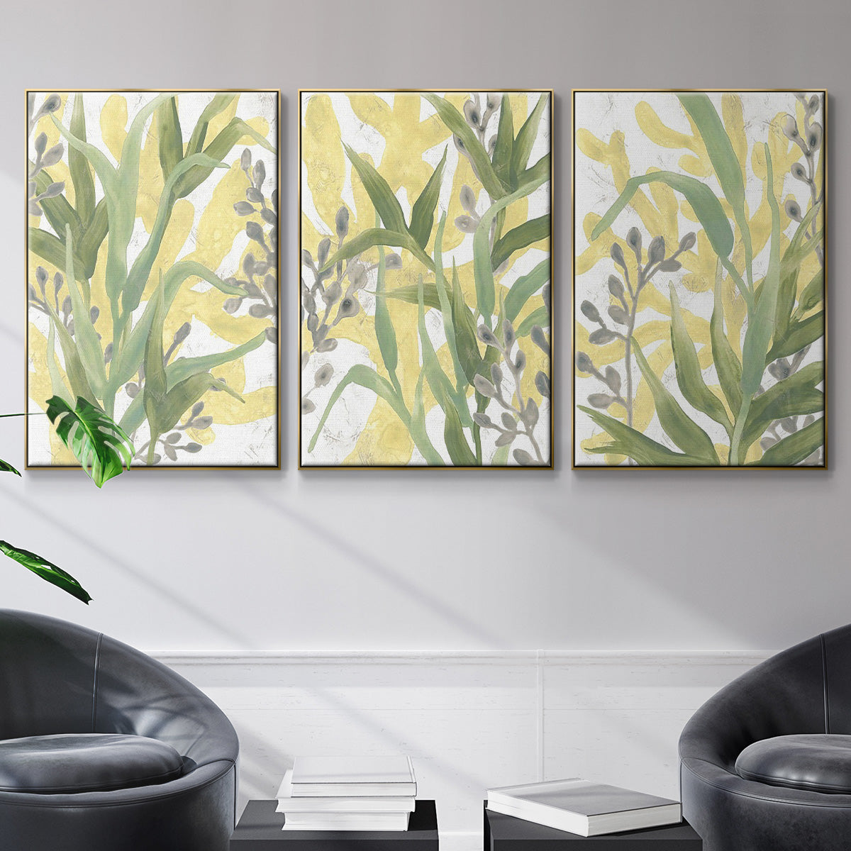 Sea Grass Fresco I - Floater Framed Canvas Set