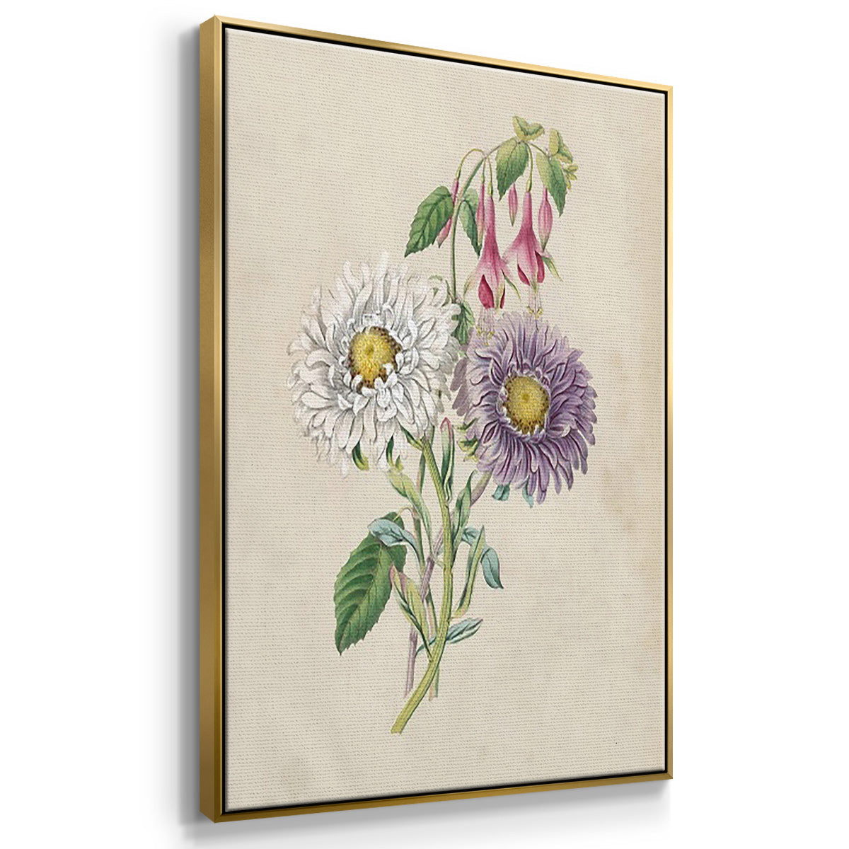 Antique Garden Bouquet I - Floater Framed Canvas Set