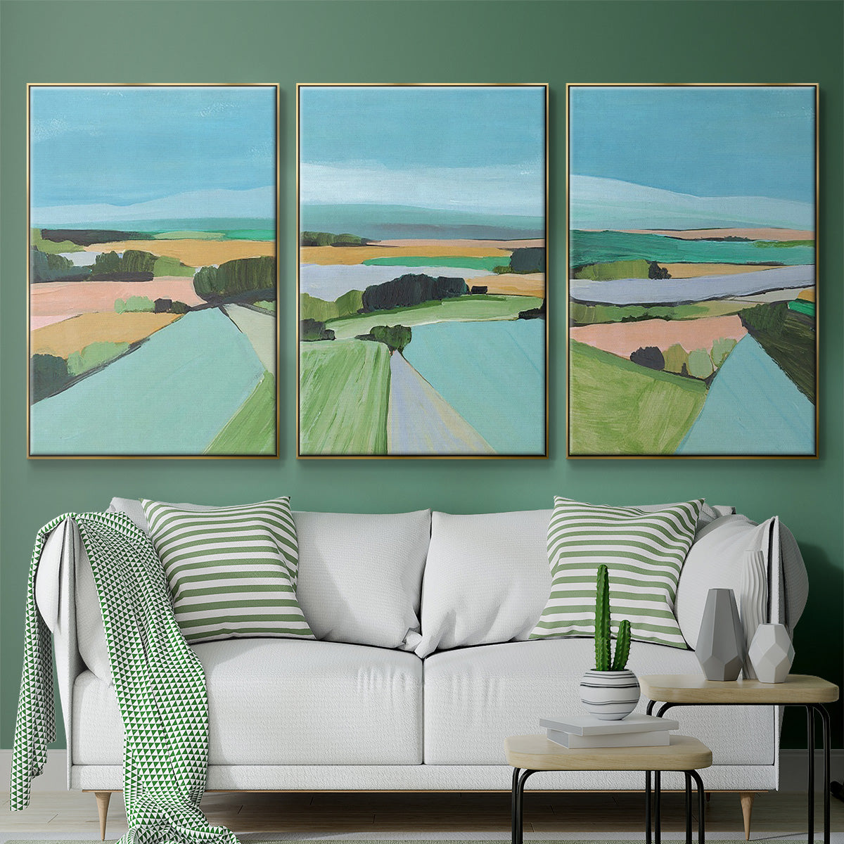 Bright Colored Countryside I - Floater Framed Canvas Set