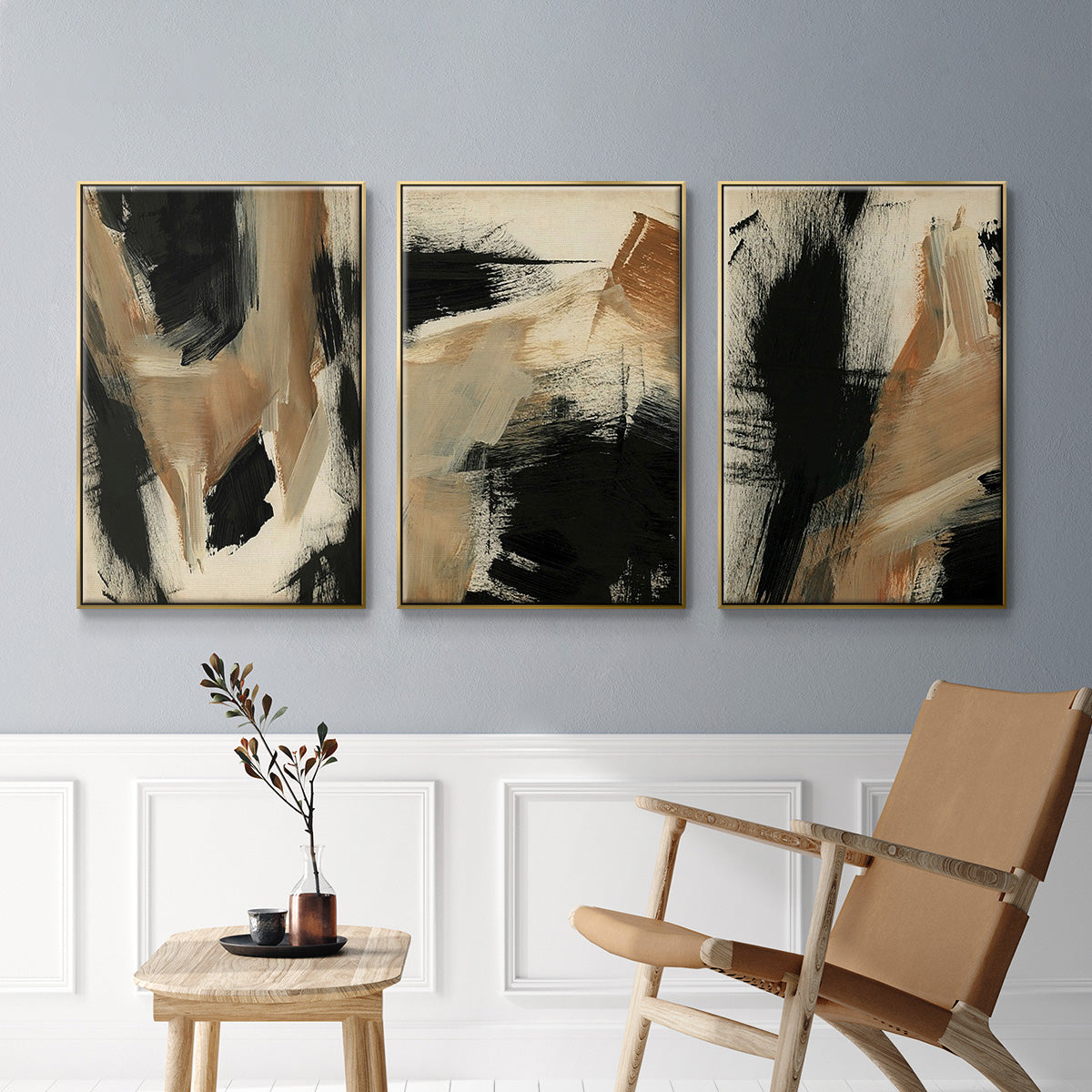 Baked Paintstrokes I - Floater Framed Canvas Set