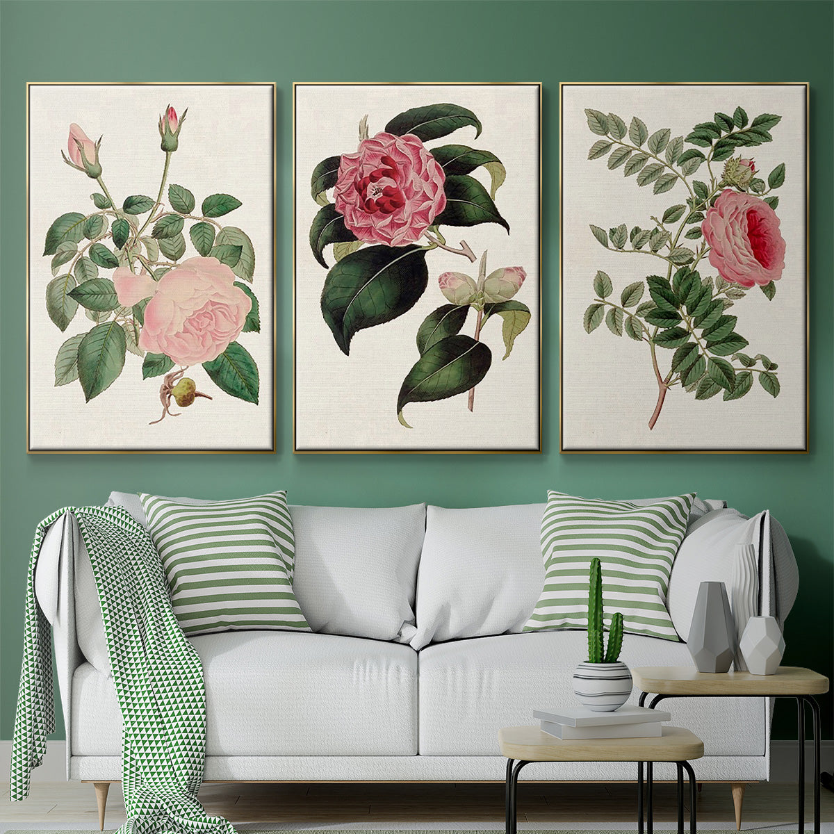 Pink Floral Mix I - Floater Framed Canvas Set