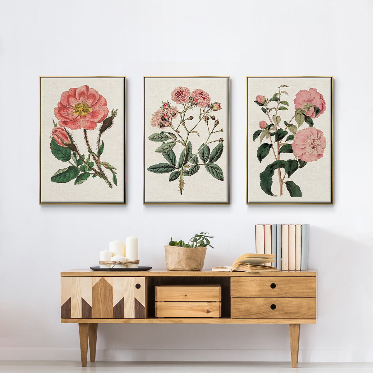 Pink Floral Mix IV - Floater Framed Canvas Set