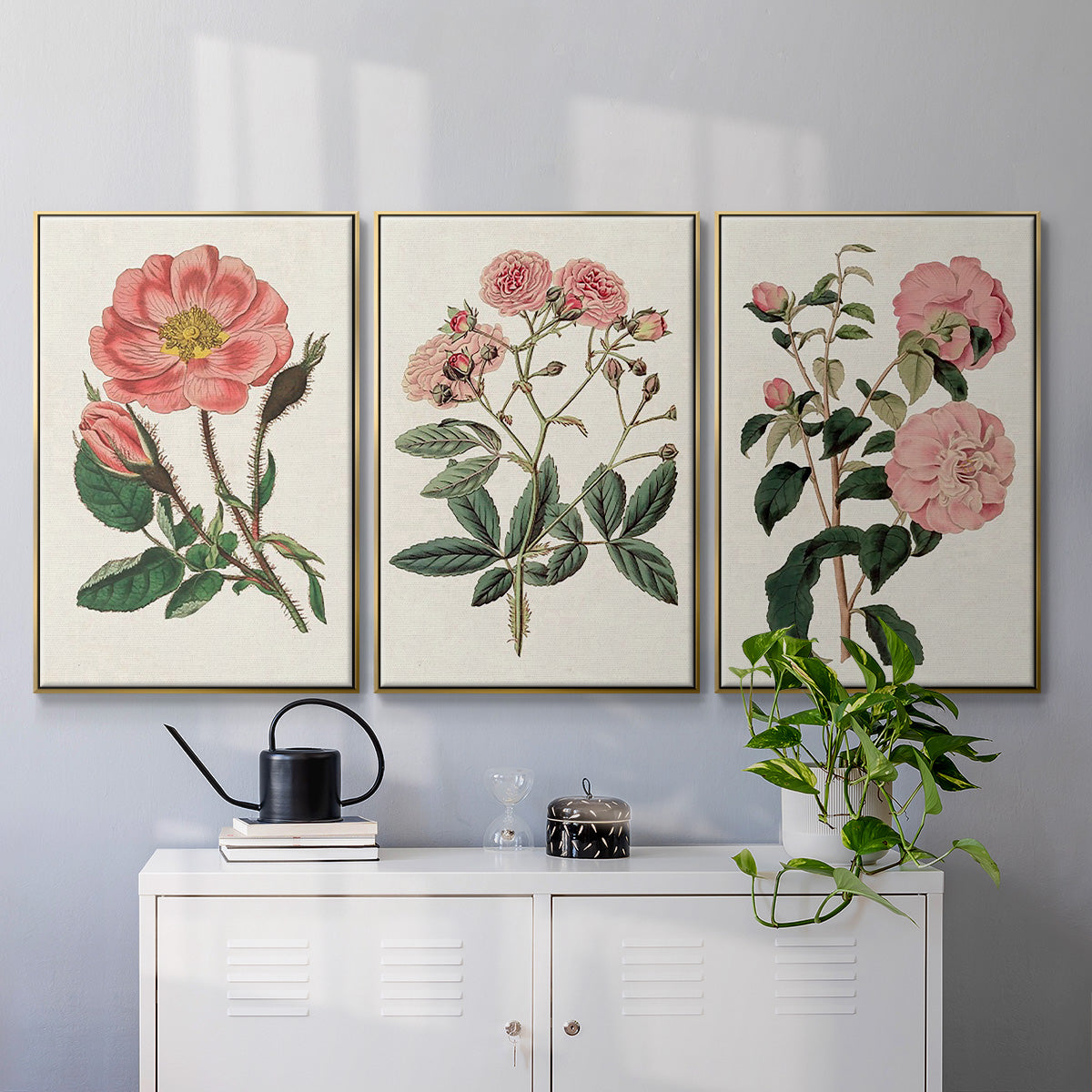 Pink Floral Mix IV - Floater Framed Canvas Set