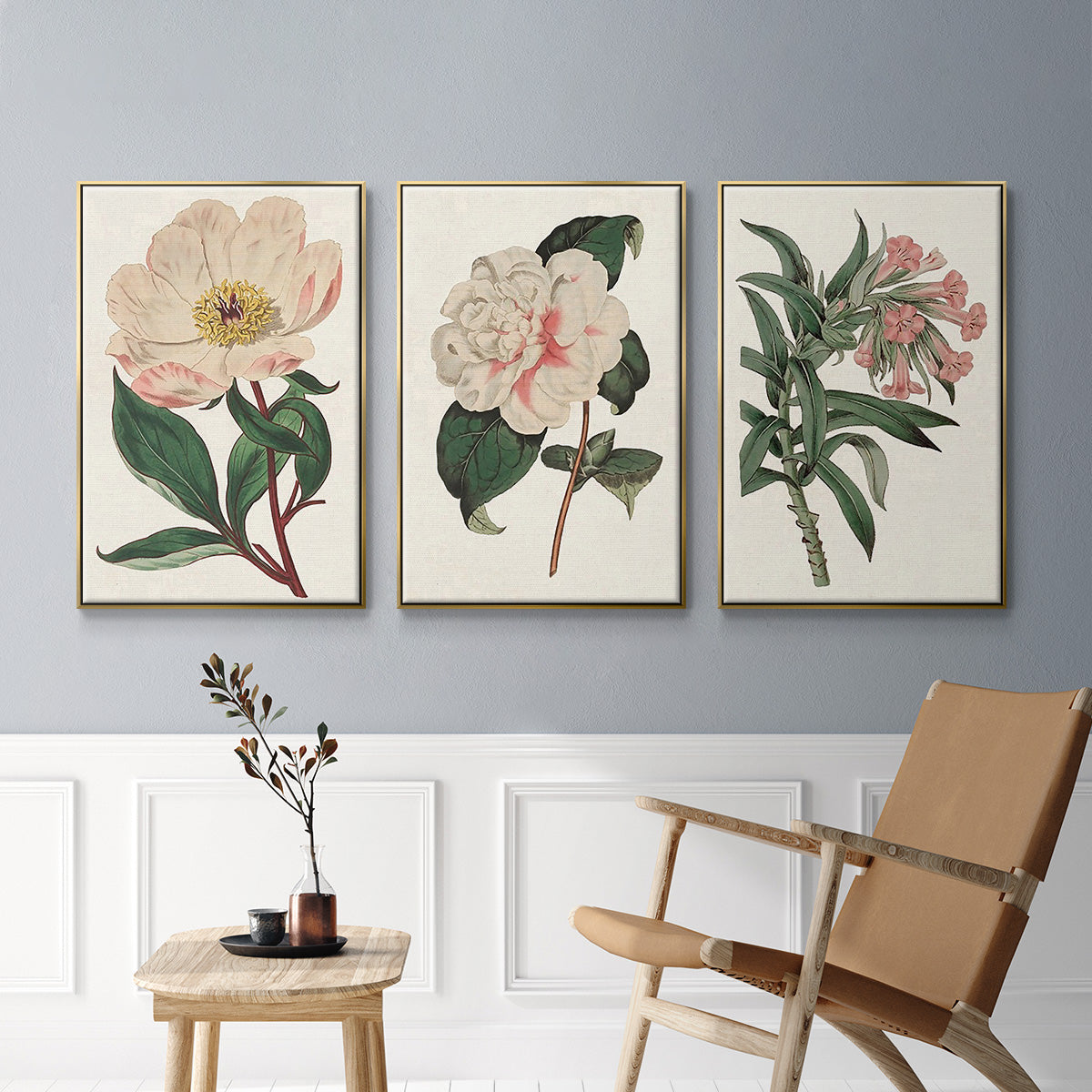Pink Floral Mix VI - Floater Framed Canvas Set