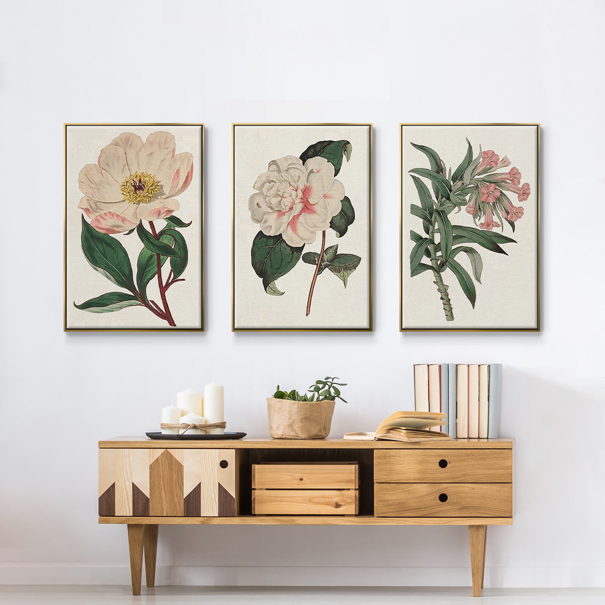 Pink Floral Mix VI - Floater Framed Canvas Set