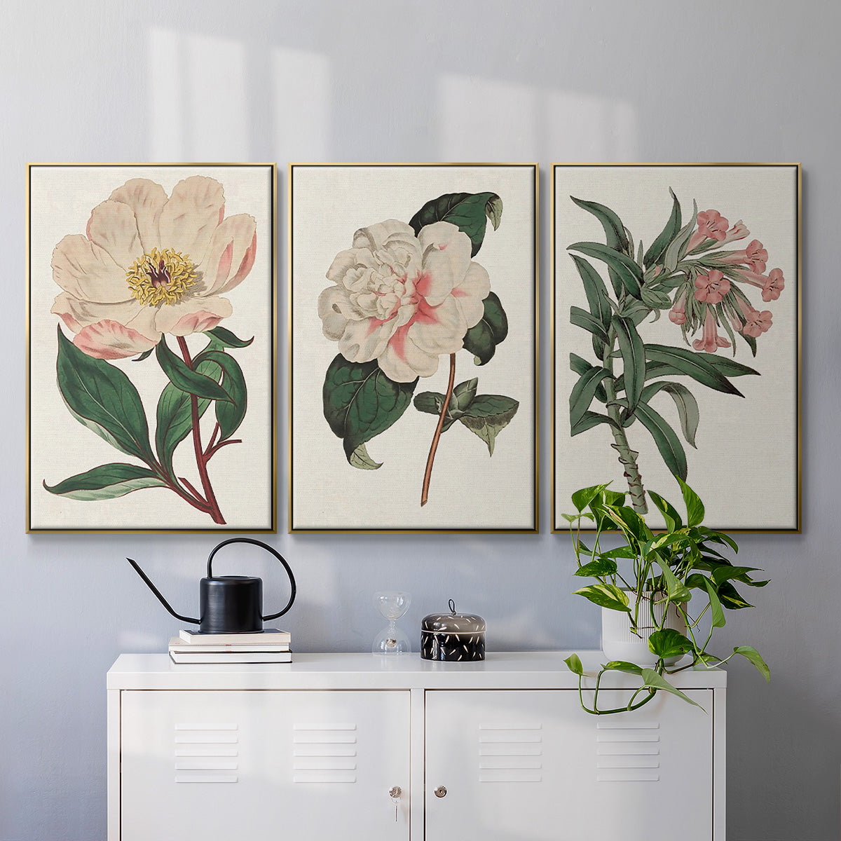 Pink Floral Mix VI - Floater Framed Canvas Set