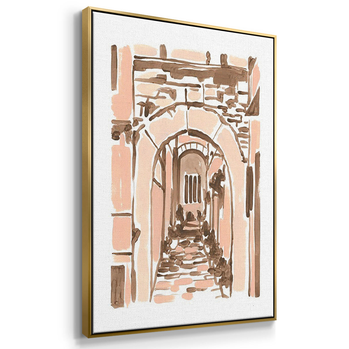 Blush Architecture Study I - Floater Framed Canvas Set