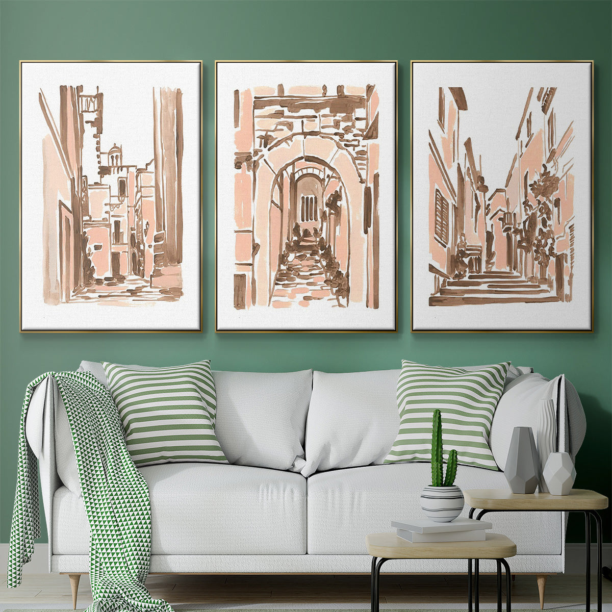 Blush Architecture Study I - Floater Framed Canvas Set