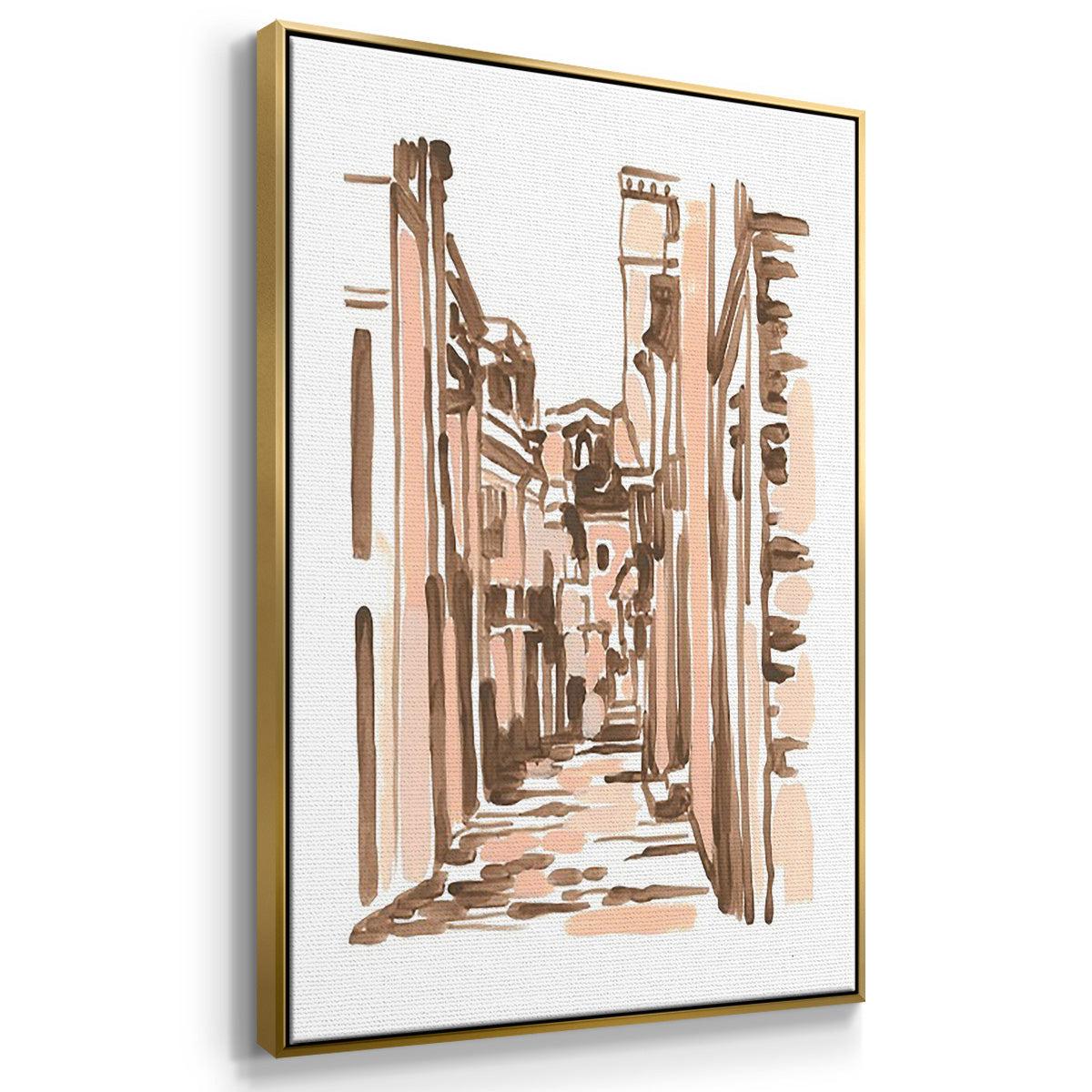 Blush Architecture Study IV - Floater Framed Canvas Set
