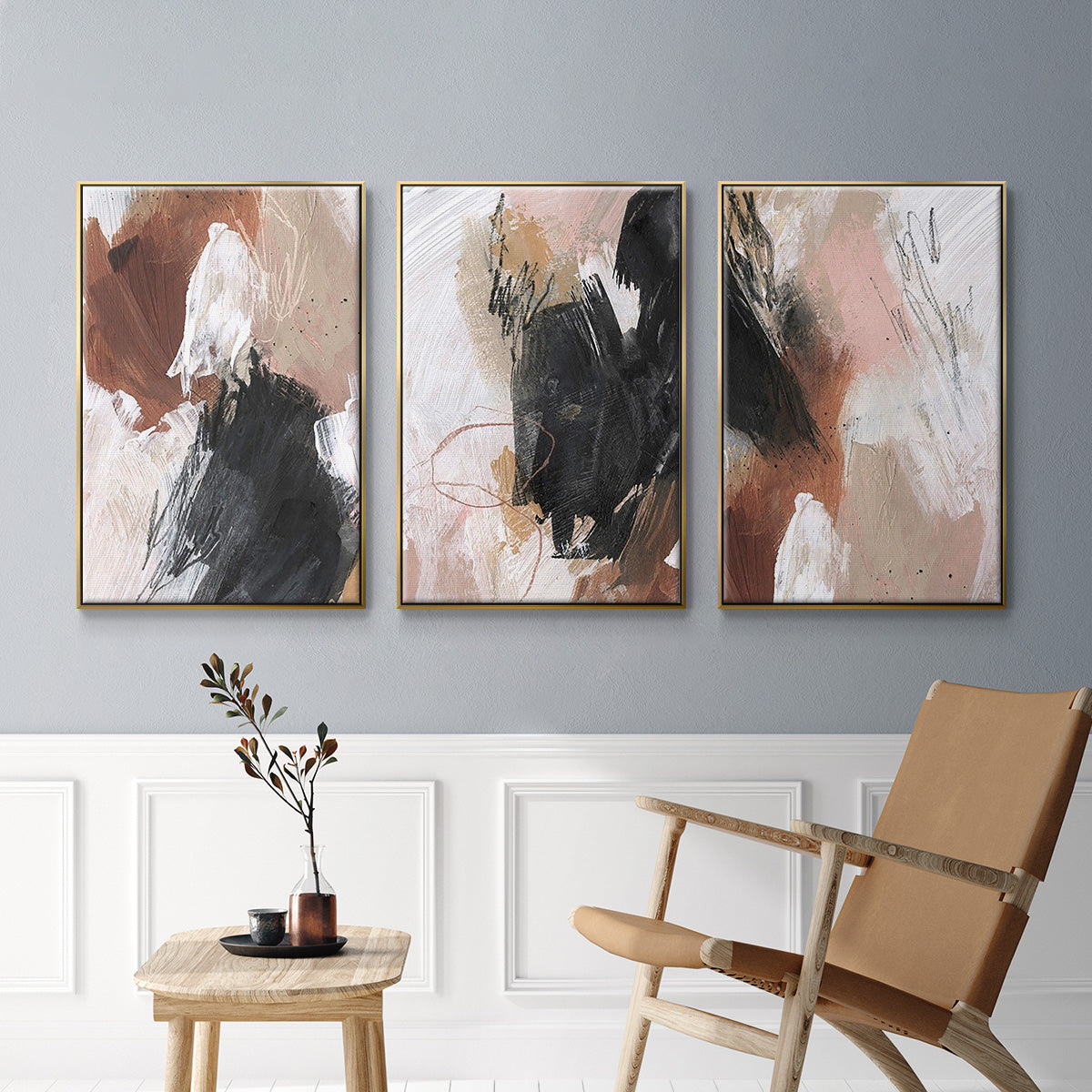 Unbleached Neutrals I - Floater Framed Canvas Set