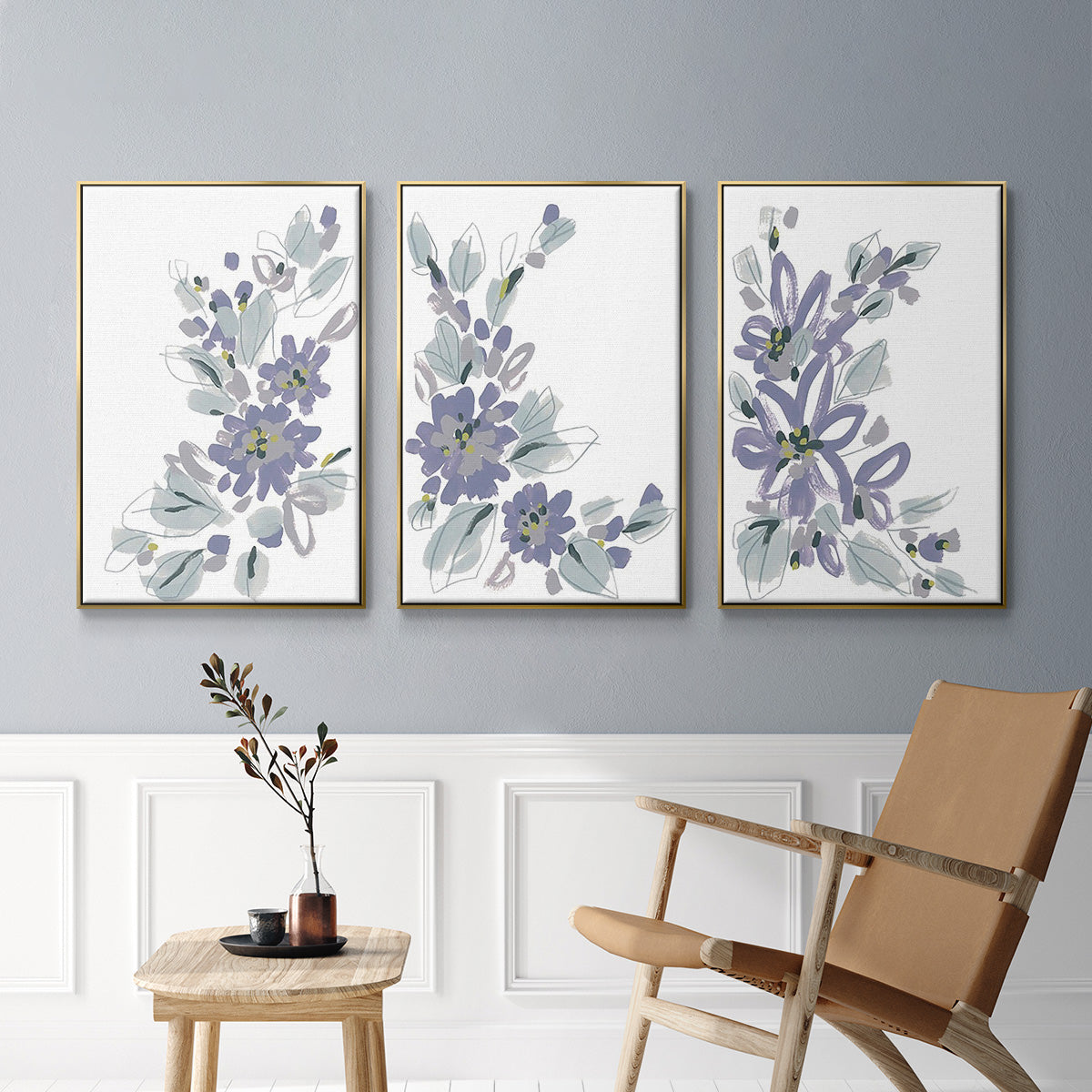 Periwinkle Patch I - Floater Framed Canvas Set