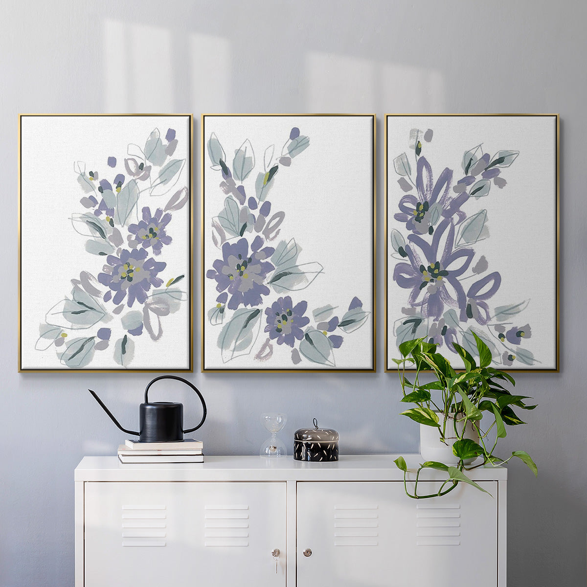 Periwinkle Patch I - Floater Framed Canvas Set
