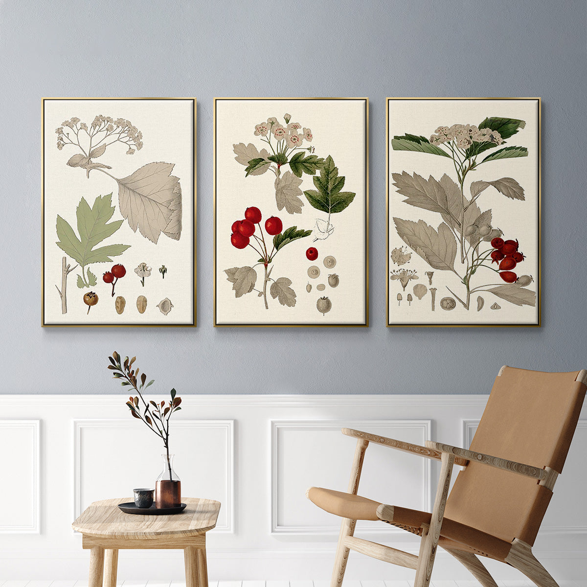 Leaves & Berries I - Floater Framed Canvas Set