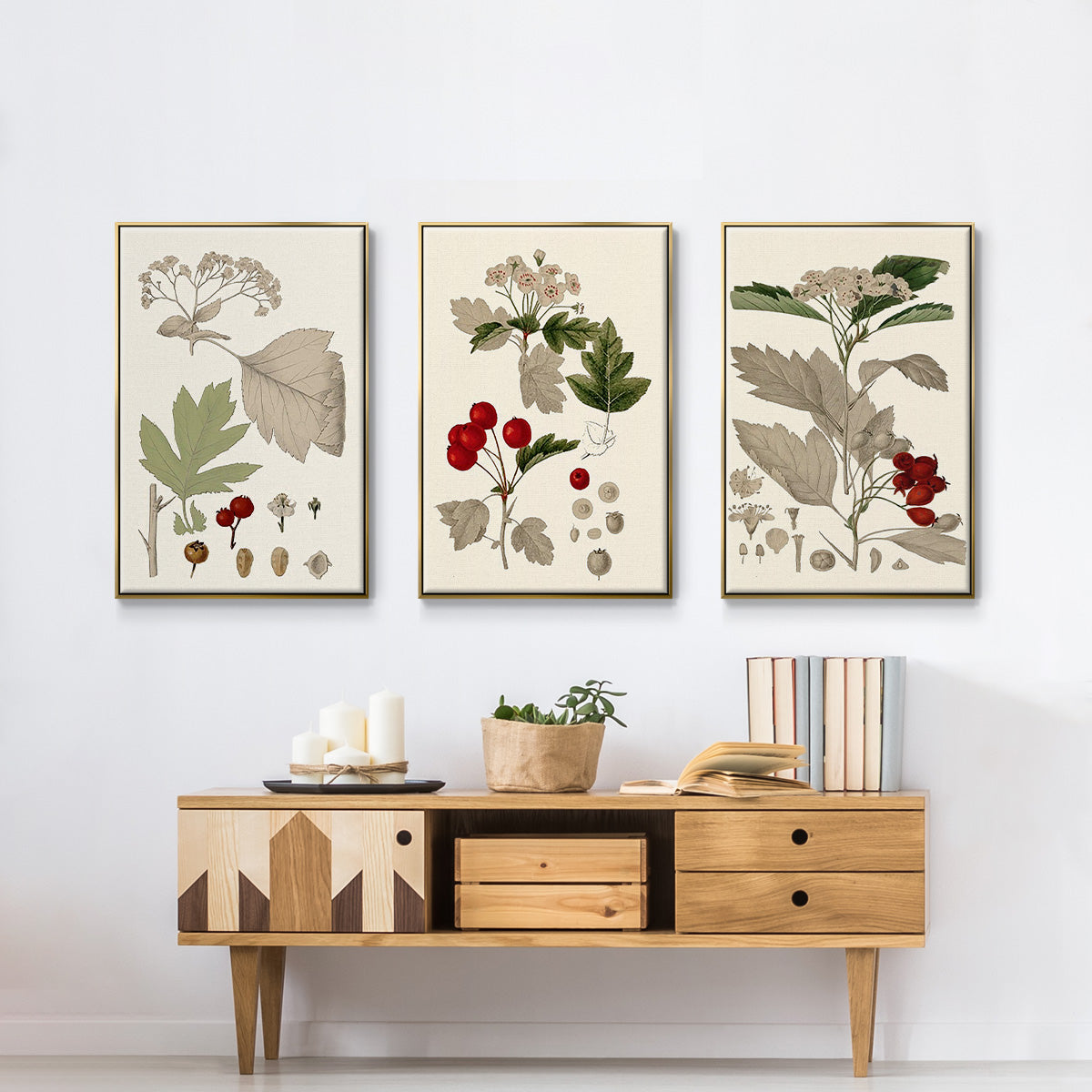 Leaves & Berries I - Floater Framed Canvas Set