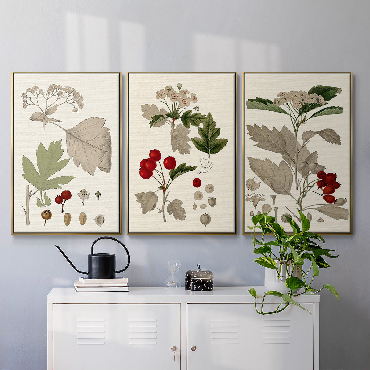 Leaves & Berries I - Floater Framed Canvas Set